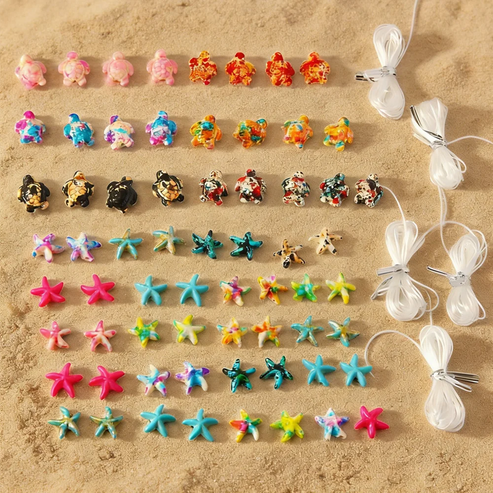 65pcs+5 bundles of thread DIY turtle and star jewelry accessories with holes on them can be made into bracelets and necklaces
65pcs+5 bundles of thread DIY turtle and star jewelry accessories with holes on them can be made into bracelets and necklaces