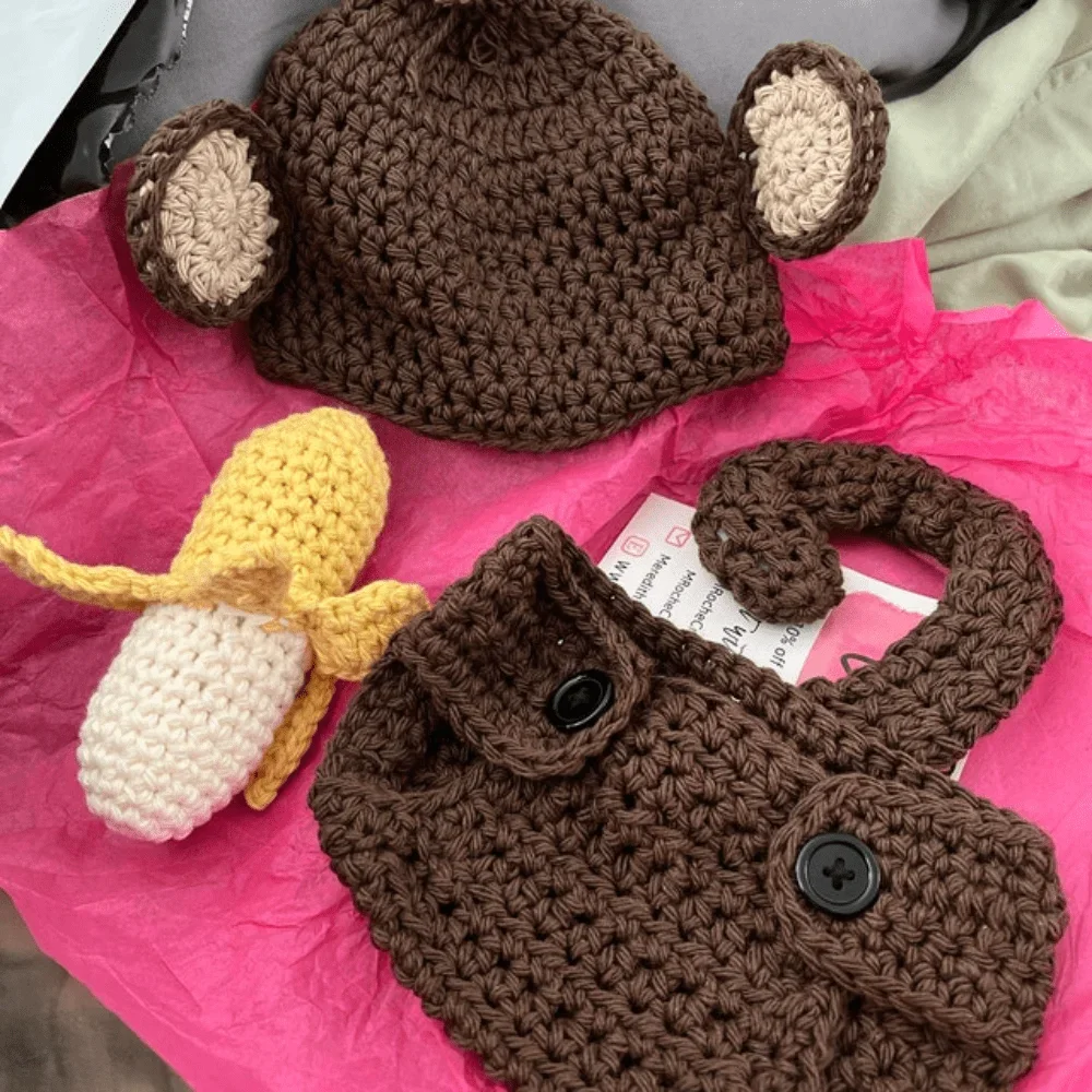 Baby Monkey Hat with Banana Newborn Photography Outfit Diaper Cover Set Boy Girls Costume Crochet Knitted Pants Hat Romper Suit
Baby Monkey Hat with Banana Newborn Photography Outfit Diaper Cover Set Boy Girls Costume Crochet Knitted Pants Hat Romper Suit