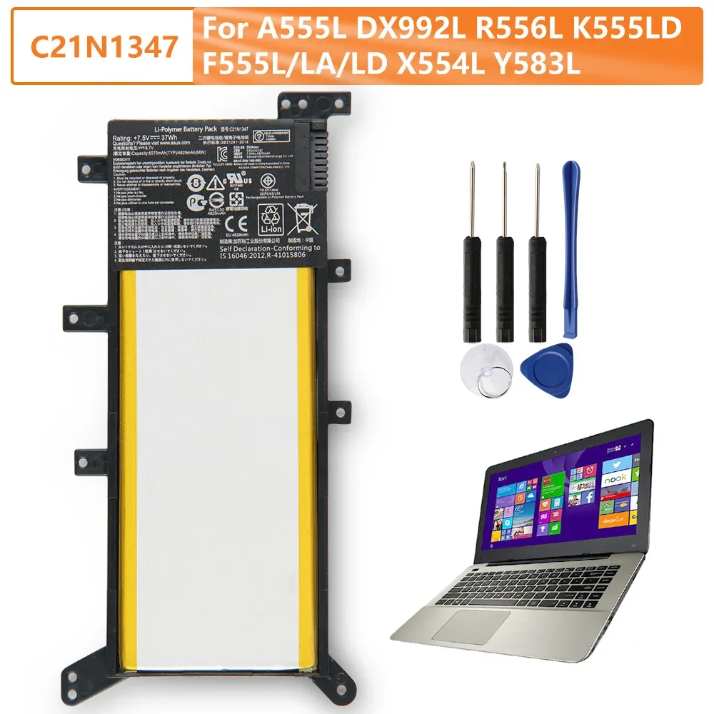 Сменный аккумулятор C21N1347 для Asus F555L VM590L W519L VM510L FL5600L FL5800L W509L X554L FL5500L DX992L 5070 мАч
Сменный аккумулятор C21N1347 для Asus F555L VM590L W519L VM510L FL5600L FL5800L W509L X554L FL5500L DX992L 5070 мАч