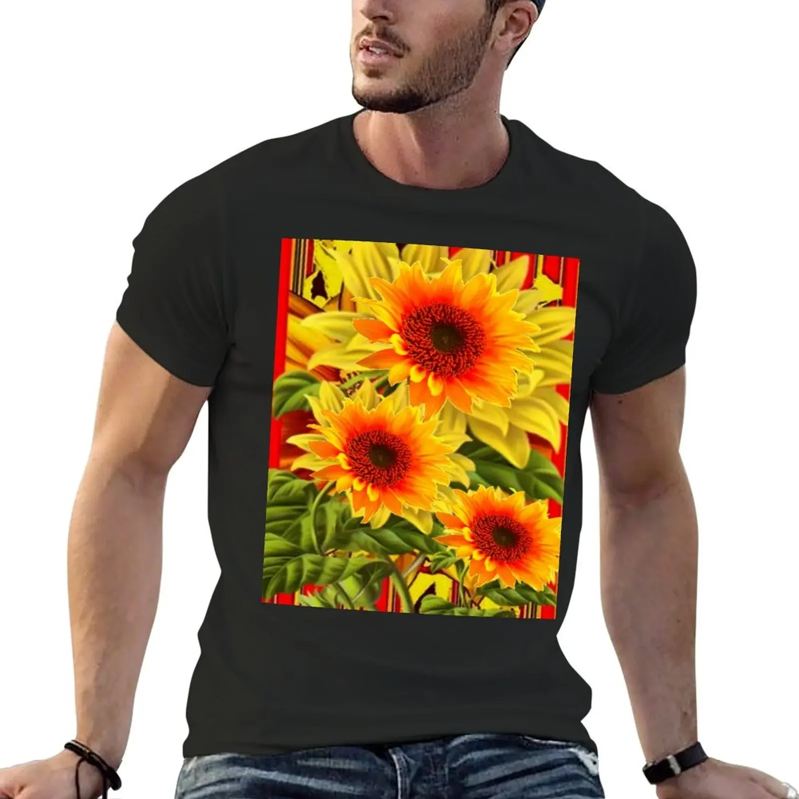 THREE YELLOW SUNFLOWERS ON RED PATTERN ABSTRACT ART T-Shirt oversized t shirt graphic tee shirt blanks T-shirt men
THREE YELLOW SUNFLOWERS ON RED PATTERN ABSTRACT ART T-Shirt oversized t shirt graphic tee shirt blanks T-shirt men