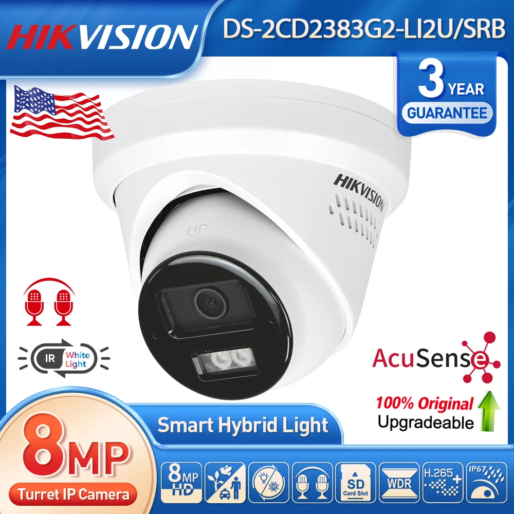 Hikvision 8 MP Acusense Red & Blue Strobe Light Audible Warning Smart Hybrid Light Turret POE IP Camera Face detection Outdoor
Hikvision 8 MP Acusense Red & Blue Strobe Light Audible Warning Smart Hybrid Light Turret POE IP Camera Face detection Outdoor
