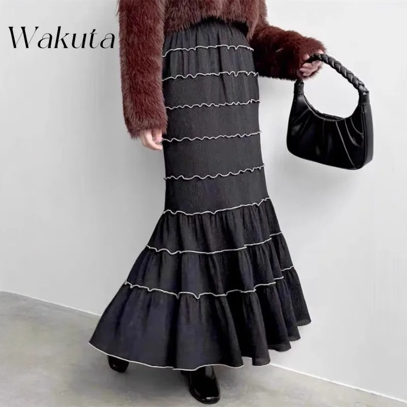 WAKUTA Japanese Casual Patchwork Waist Cinching Skirt Elegant Summer Y2k Aesthetic Slim Fit Knitted Fish Tail Skirts 니트 스커트 Goth
WAKUTA Japanese Casual Patchwork Waist Cinching Skirt Elegant Summer Y2k Aesthetic Slim Fit Knitted Fish Tail Skirts 니트 스커트 Goth