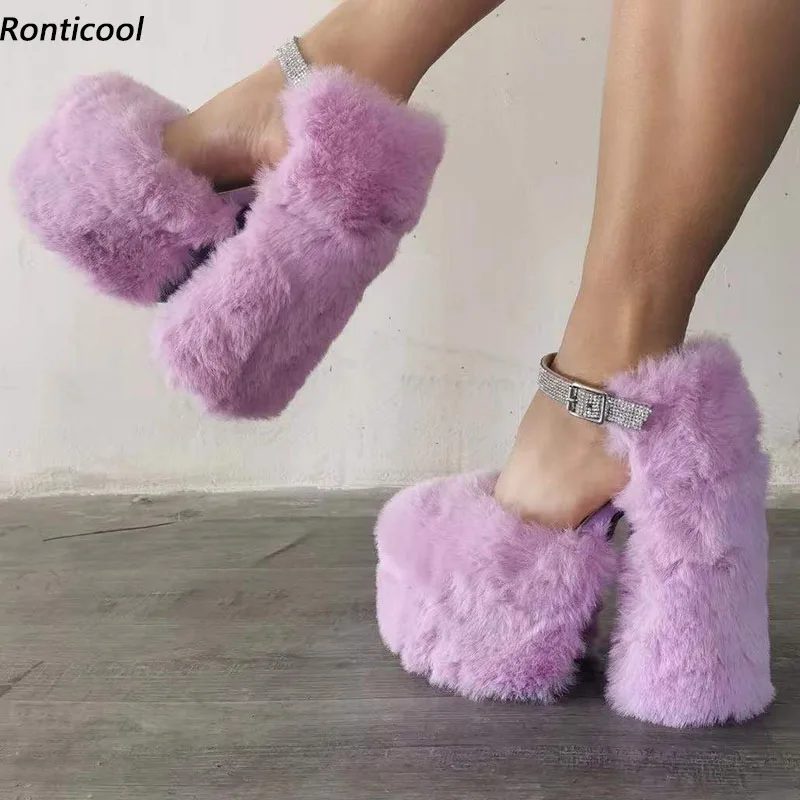 Ronticool Luxury Women Platform Pumps Crystal Faux Fur Hoof Heels Round Toe Beautiful Light Purple Party Shoes US Plus Size 5-15
Ronticool Luxury Women Platform Pumps Crystal Faux Fur Hoof Heels Round Toe Beautiful Light Purple Party Shoes US Plus Size 5-15