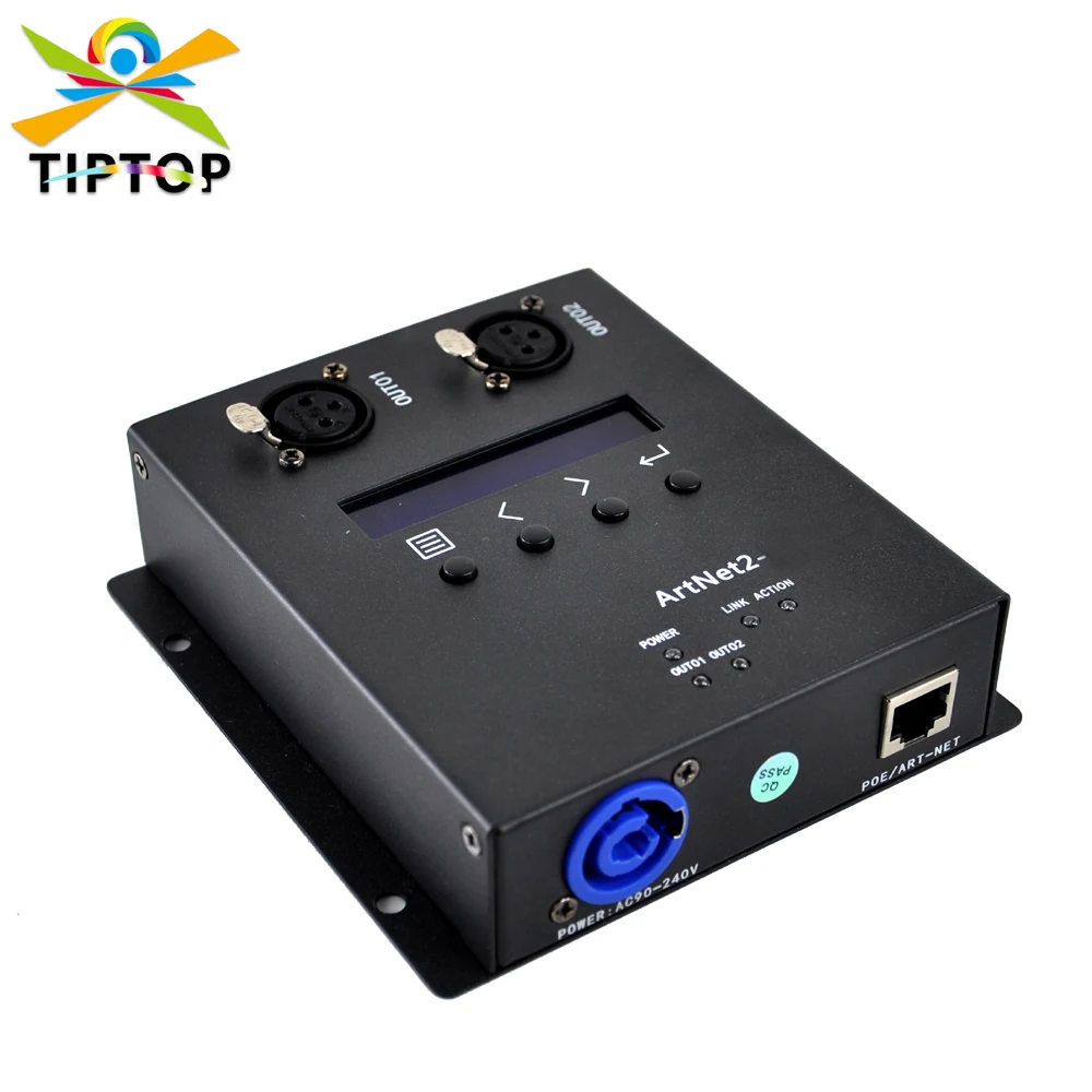 TIPTOP 2 Port Stage DMX Artnet Controller POE Powered LCD Display with 4 Button Art Net Node Networks Signal Exchange Tool
TIPTOP 2 Port Stage DMX Artnet Controller POE Powered LCD Display with 4 Button Art Net Node Networks Signal Exchange Tool