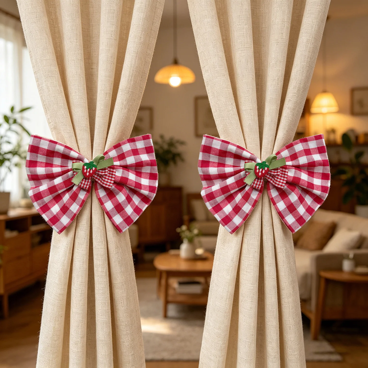 Cute Curtain Bandages for Living Room Lattice Strawberry Pattern Tieback Curtain Accessories Home Decoration
Cute Curtain Bandages for Living Room Lattice Strawberry Pattern Tieback Curtain Accessories Home Decoration
