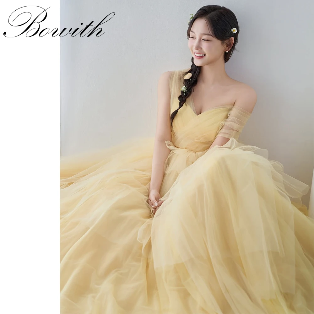Bowith Yellow Korean Evening Dresses Off the Shoulder Soft Tulle Prom Dresses Customized Wedding Snap Dresses Party Dresses
Bowith Yellow Korean Evening Dresses Off the Shoulder Soft Tulle Prom Dresses Customized Wedding Snap Dresses Party Dresses