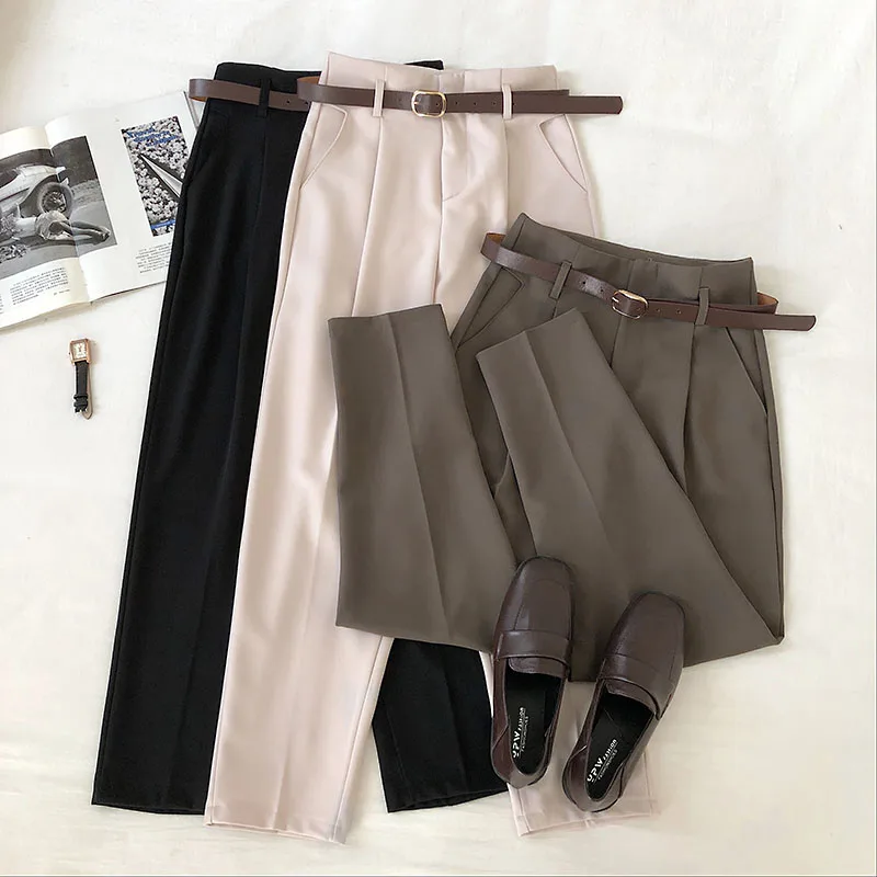 High Waist Nine-Tenths Suit Pants Women's Casual Pure Color Versatile Harlan Trendy Commute Style Spring Summer New Arrival
High Waist Nine-Tenths Suit Pants Women's Casual Pure Color Versatile Harlan Trendy Commute Style Spring Summer New Arrival