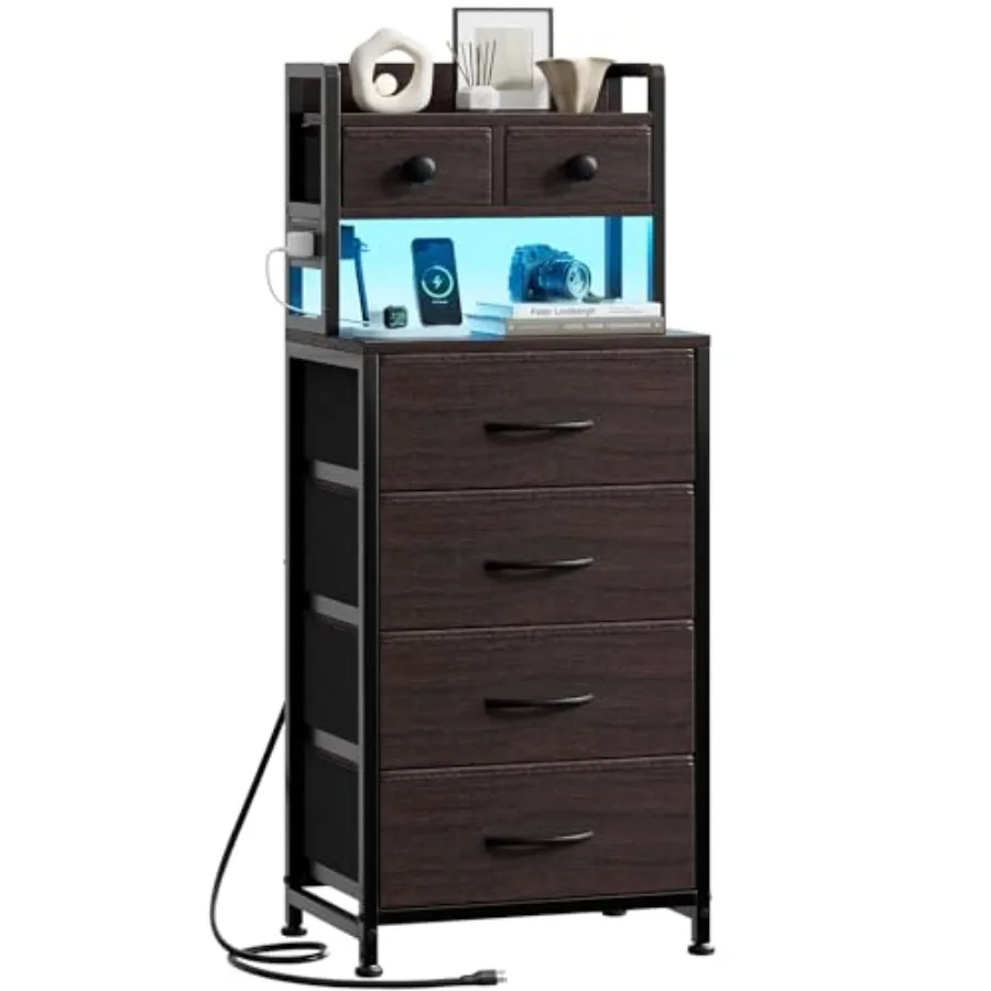 41 Inch Tall Nightstand with Charging Station LED Night Stand with 6 Fabric Drawers Bed Side Table with 3-Tier Wood Storage She
41 Inch Tall Nightstand with Charging Station LED Night Stand with 6 Fabric Drawers Bed Side Table with 3-Tier Wood Storage She