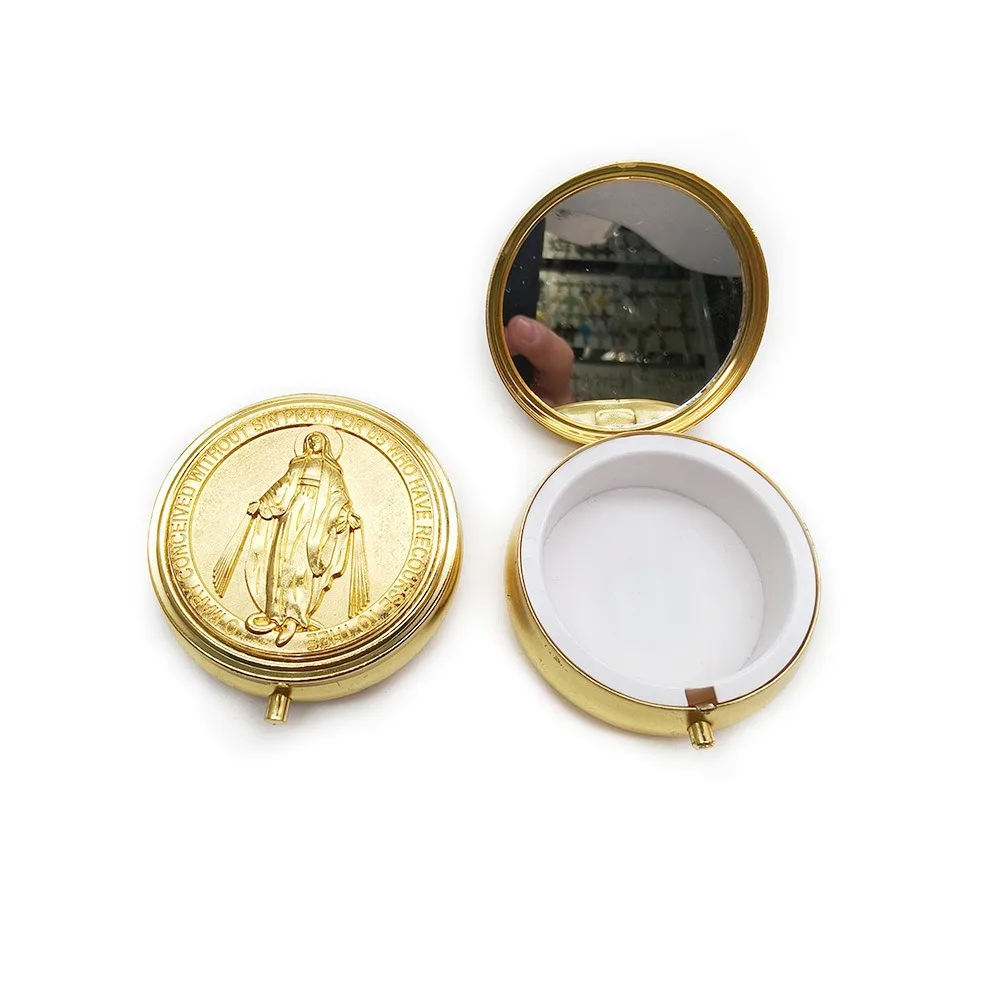 Retro Religious Jewelry Box Round Elegant Virgin Mary Gift Box Zinc Alloy Saint Benedict Jewelry Box Catholic Gift
Retro Religious Jewelry Box Round Elegant Virgin Mary Gift Box Zinc Alloy Saint Benedict Jewelry Box Catholic Gift
