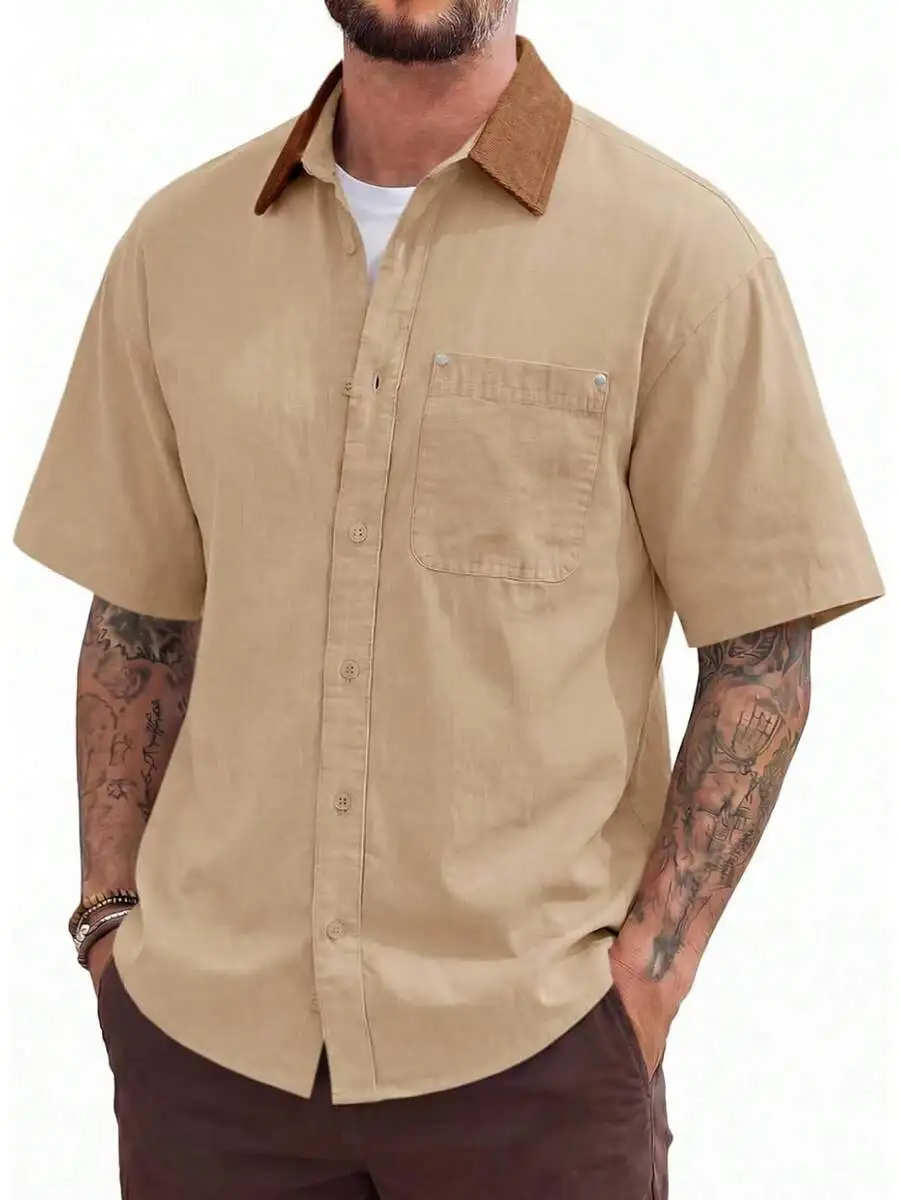 Mens Short Sleeve Button Down Shirt Casual Vintage Work Shirt With Pocket
Mens Short Sleeve Button Down Shirt Casual Vintage Work Shirt With Pocket