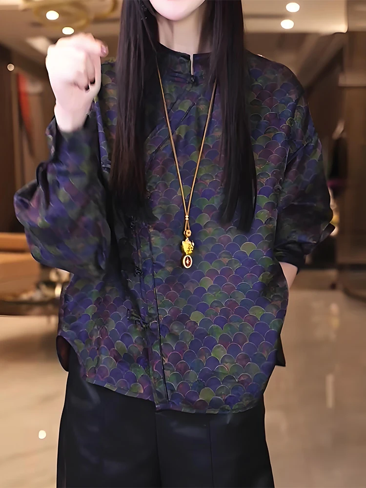 Новая китайская свободная женская блузка с воротником-стойкой, модная ретро-блузка на пуговицах для осени
Новая китайская свободная женская блузка с воротником-стойкой, модная ретро-блузка на пуговицах для осени