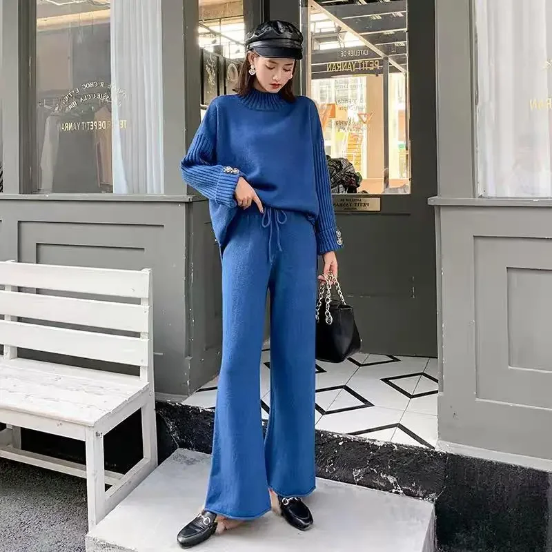 Two Piece Pant Sets Women Thick Sweaters Round Neck Full Sleeve Pullover Knit Long Pants Drawstring Midi Waist Elegant Autumn
Two Piece Pant Sets Women Thick Sweaters Round Neck Full Sleeve Pullover Knit Long Pants Drawstring Midi Waist Elegant Autumn