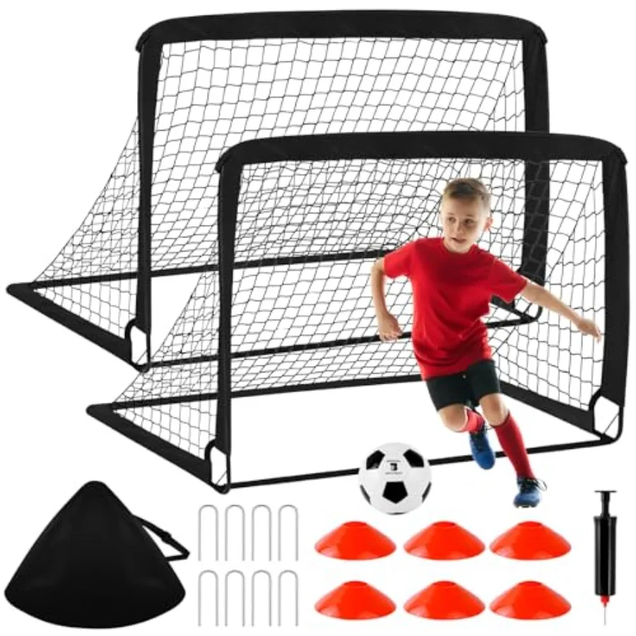 Soccer Goals for Backyard Set - 2 Pack of 4' x 3' Portable Pop Up Soccer Nets, Training Equipment with Soccer Ball, Soccer Set
Soccer Goals for Backyard Set - 2 Pack of 4' x 3' Portable Pop Up Soccer Nets, Training Equipment with Soccer Ball, Soccer Set