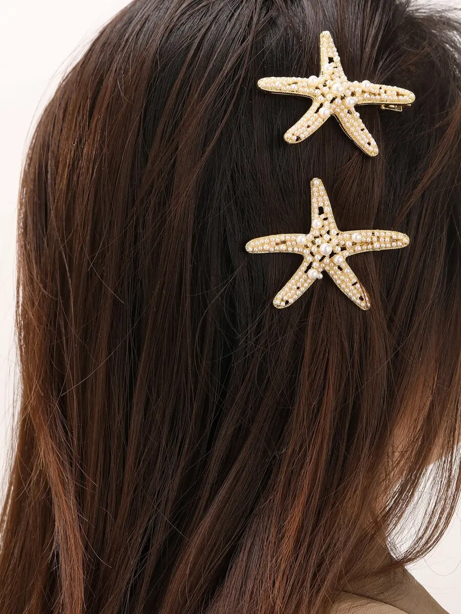 2pcs Starfish Hair Clips With Faux Pearls Boho Y2k Hair Accessories For Women
2pcs Starfish Hair Clips With Faux Pearls Boho Y2k Hair Accessories For Women