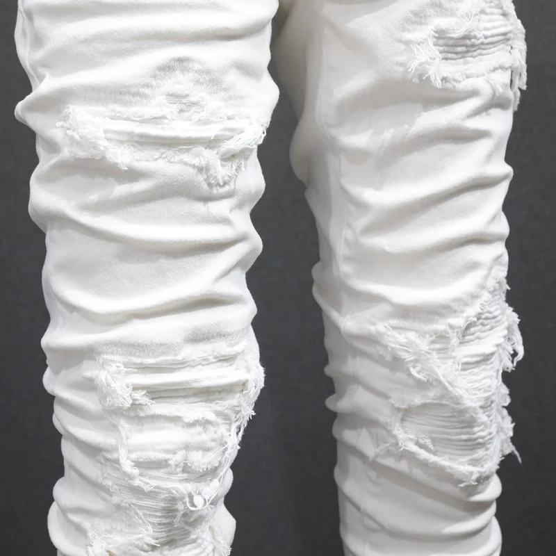 Y2K designer fashion new men's jeans with perforated patches washed retro elastic slim fit white jeans street hip-hop brand pant
Y2K designer fashion new men's jeans with perforated patches washed retro elastic slim fit white jeans street hip-hop brand pant