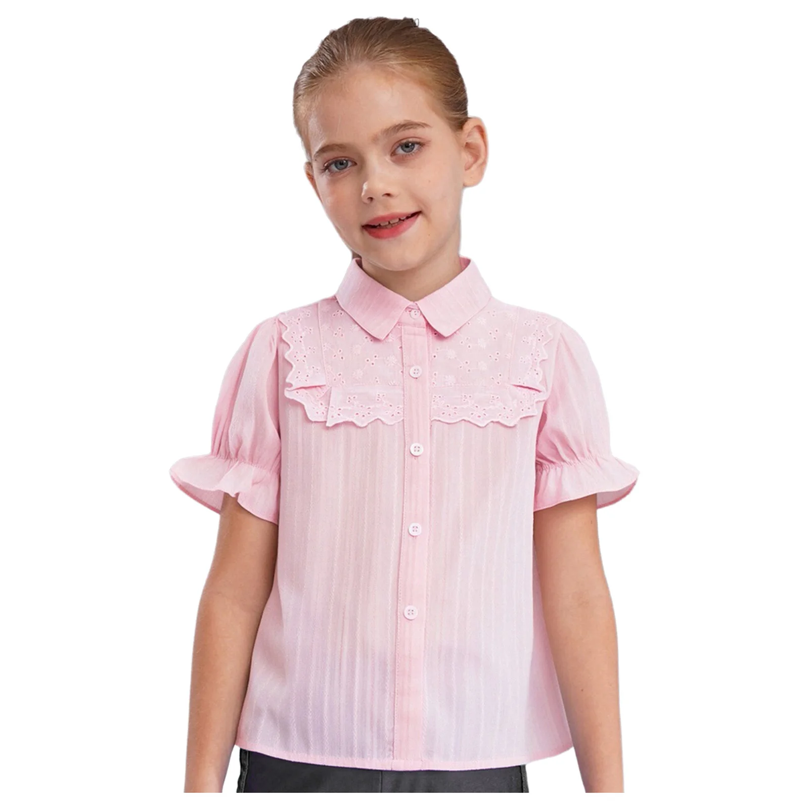 Kid Girls Short Puff Sleeves Lace Trim Shirt Korean Style Turn-Down Collar Blouse Top for School Picnic Park Daily Clothes 3-16Y
Kid Girls Short Puff Sleeves Lace Trim Shirt Korean Style Turn-Down Collar Blouse Top for School Picnic Park Daily Clothes 3-16Y