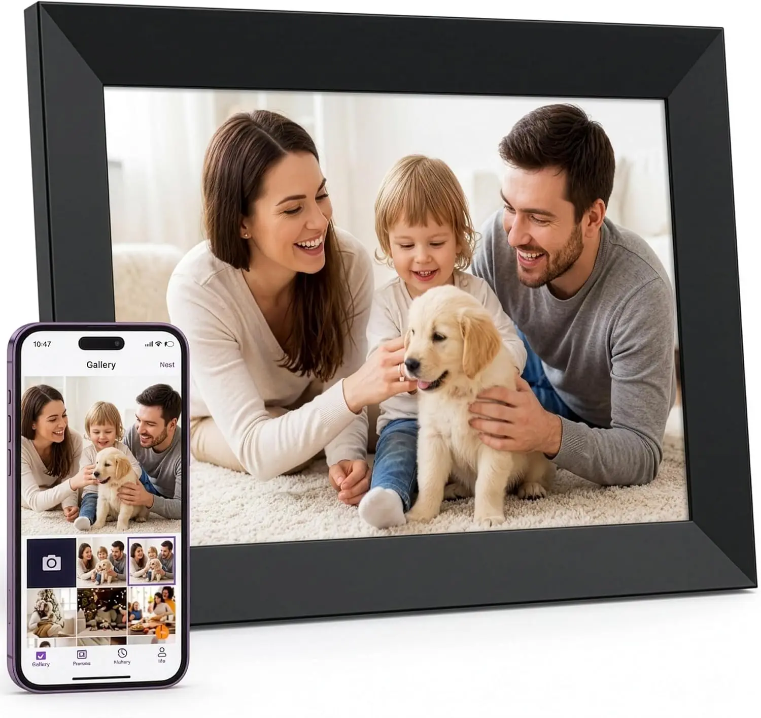 8" WiFi Digital Picture Frame – HD Touchscreen, 16GB, Auto-Rotate, App Sharing, Black
8" WiFi Digital Picture Frame – HD Touchscreen, 16GB, Auto-Rotate, App Sharing, Black