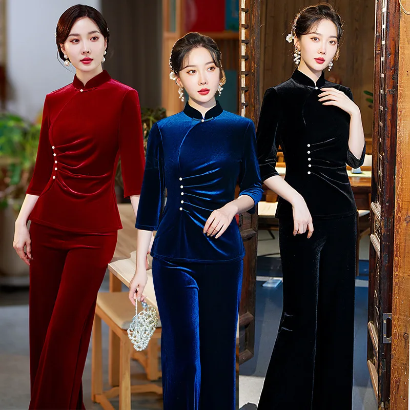 Stand Collar Long Sleeve Qipao Solid Color Velvet Chinese Traditional Dresses Women Classic Ethnic Style Pleated Big Size
Stand Collar Long Sleeve Qipao Solid Color Velvet Chinese Traditional Dresses Women Classic Ethnic Style Pleated Big Size