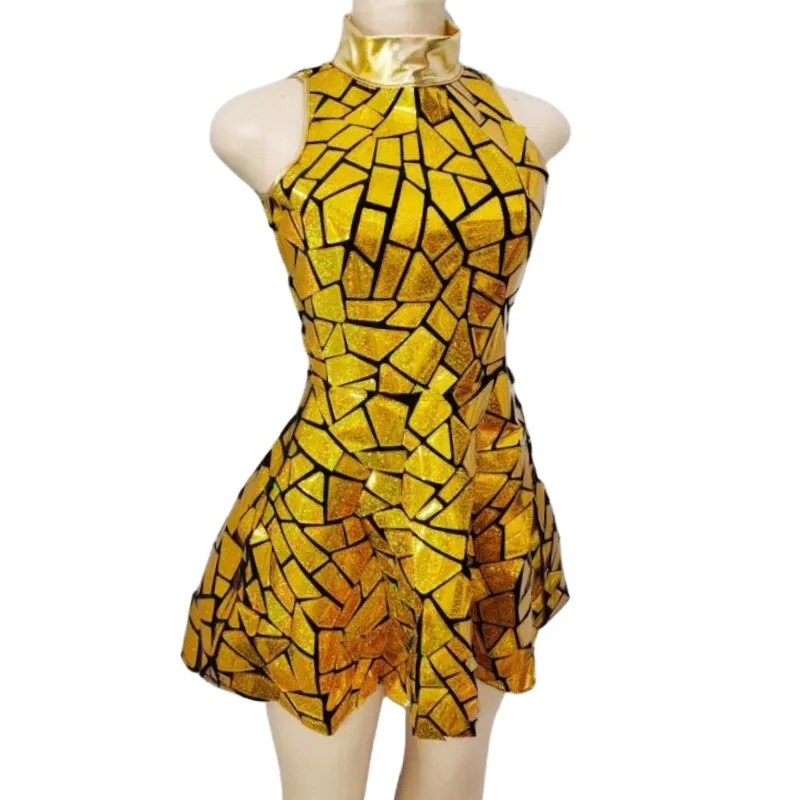 Sexy Club Party Stage Laser Short Dress Gold Mirror Sequins Birthday Performance Sleeveless Mini Dress Singer Show Dance Costume
Sexy Club Party Stage Laser Short Dress Gold Mirror Sequins Birthday Performance Sleeveless Mini Dress Singer Show Dance Costume