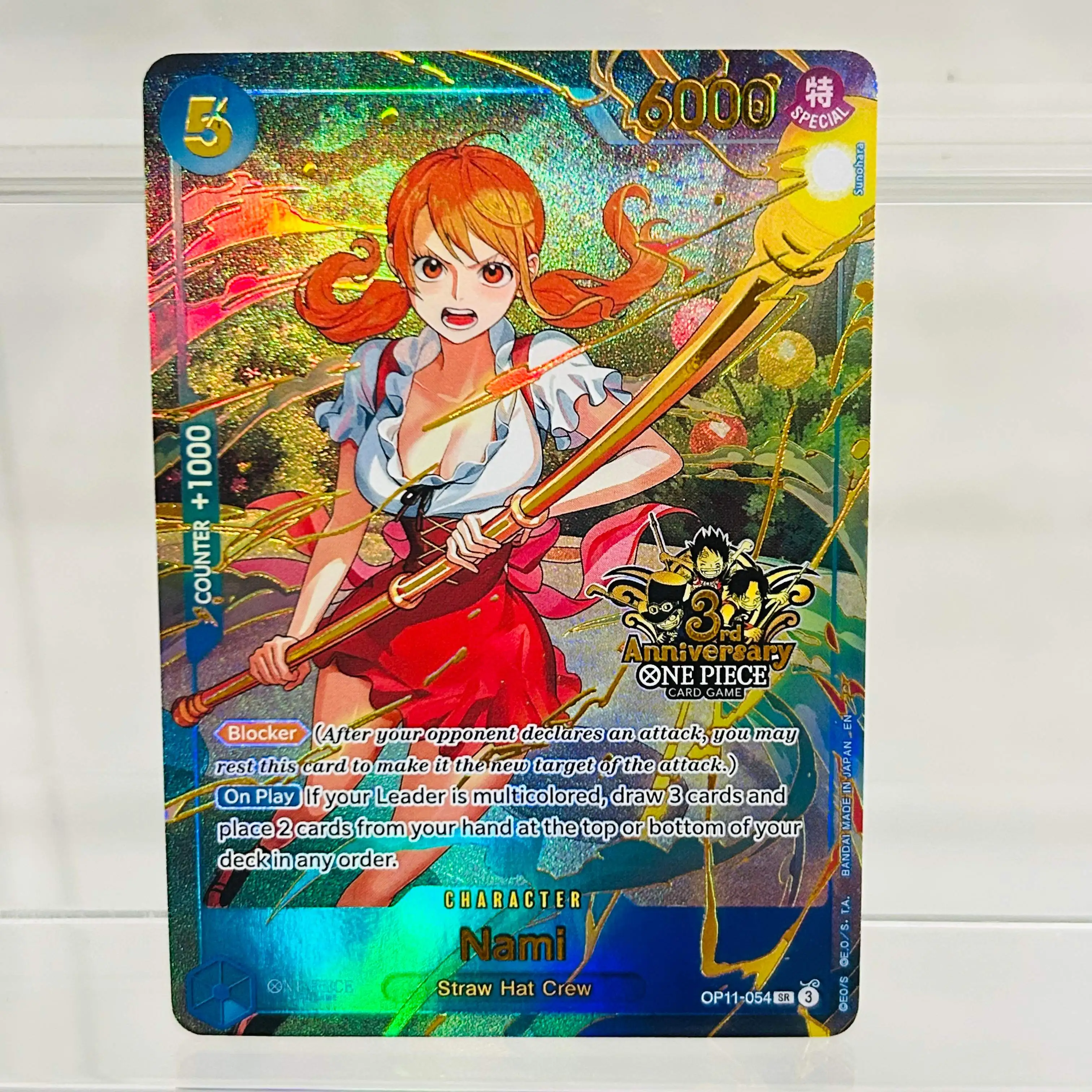 One Piece Nami English Card OP11-054 with Gold Foil & Holographic Texture, Perfect Condition Premium Anime Collection Card
One Piece Nami English Card OP11-054 with Gold Foil & Holographic Texture, Perfect Condition Premium Anime Collection Card
