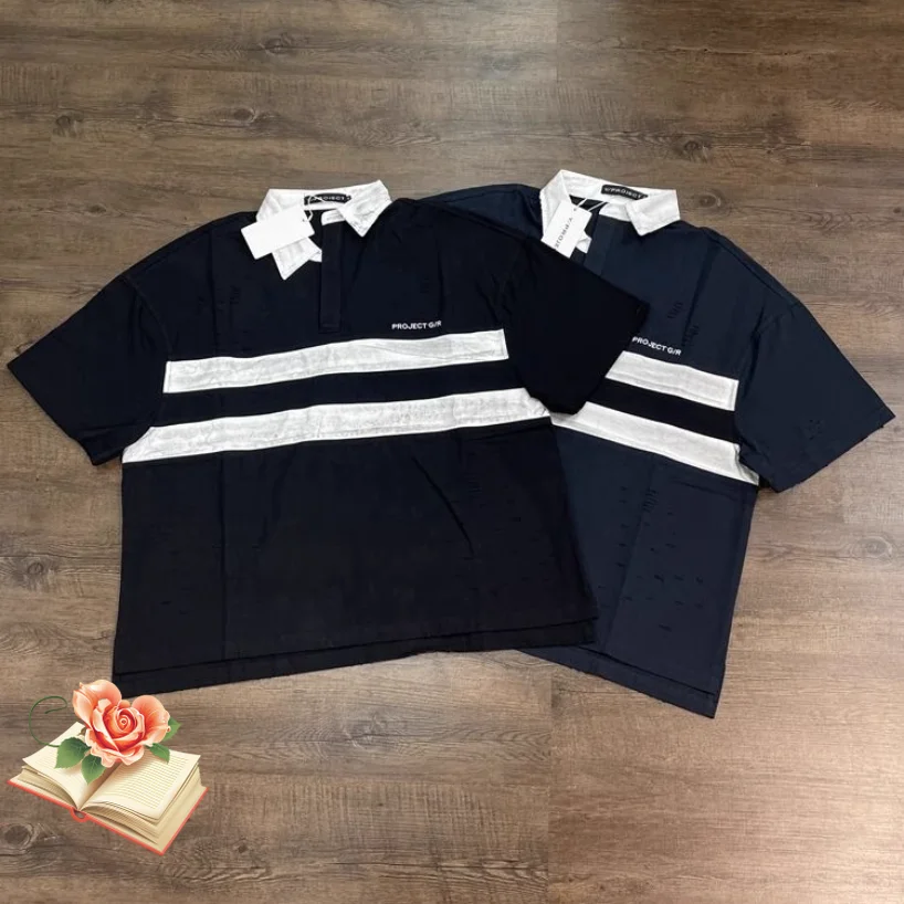 Мужская одежда Stain Hole Lapel Stripe Project GR Футболка-поло Летняя мужская и женская одежда высокого качества Loose GR Одежда с короткими рукавами Топы
Мужская одежда Stain Hole Lapel Stripe Project GR Футболка-поло Летняя мужская и женская одежда высокого качества Loose GR Одежда с короткими рукавами Топы