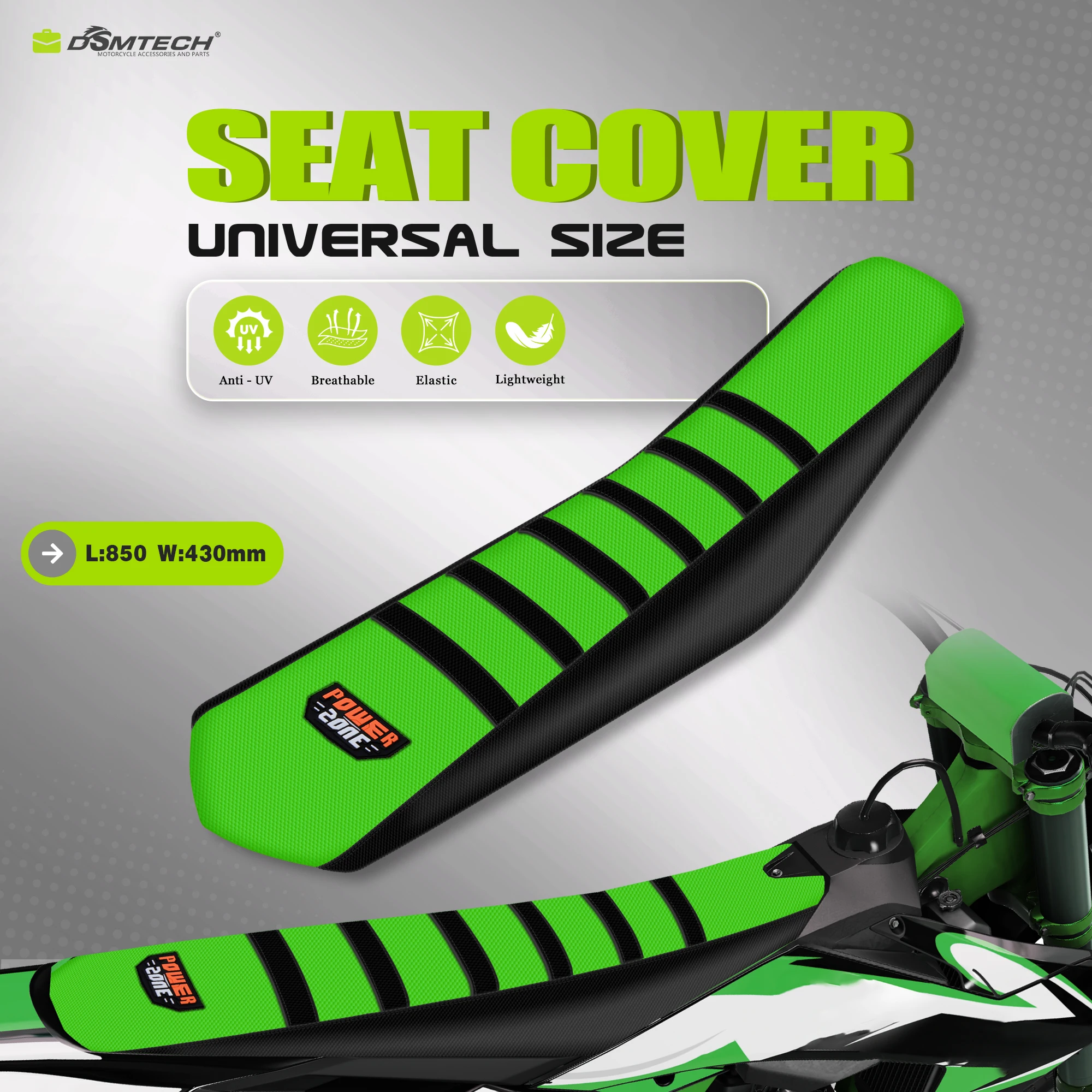 DSMTECH Universal Gripper Enduro Motorcycle Seat Cover Green for SX EXC CRF YZF KXF TC Anti-slip Waterproof Rubber Seat Covers
DSMTECH Universal Gripper Enduro Motorcycle Seat Cover Green for SX EXC CRF YZF KXF TC Anti-slip Waterproof Rubber Seat Covers