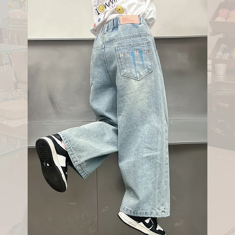Girls' Stylish Straight Leg Jeans Children's Loose Fit Faded Casual Pants Big Kids' Long Trousers2025Spring New
Girls' Stylish Straight Leg Jeans Children's Loose Fit Faded Casual Pants Big Kids' Long Trousers2025Spring New