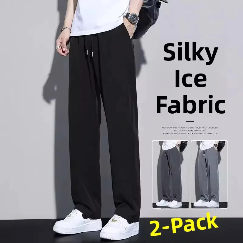 Мужские летние тонкие спортивные брюки из ледяного шелка, свободные прямые брюки с драпировкой, широкие повседневные длинные брюки, модные мужские брюки
Мужские летние тонкие спортивные брюки из ледяного шелка, свободные прямые брюки с драпировкой, широкие повседневные длинные брюки, модные мужские брюки