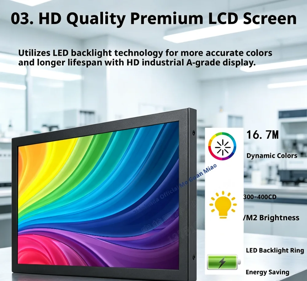 All-Metal 10.1/15" Industrial LCD Monitor, Dual Signal, LED Backlight, 700:1 Contrast, 89° View, Anti-Interference
All-Metal 10.1/15" Industrial LCD Monitor, Dual Signal, LED Backlight, 700:1 Contrast, 89° View, Anti-Interference