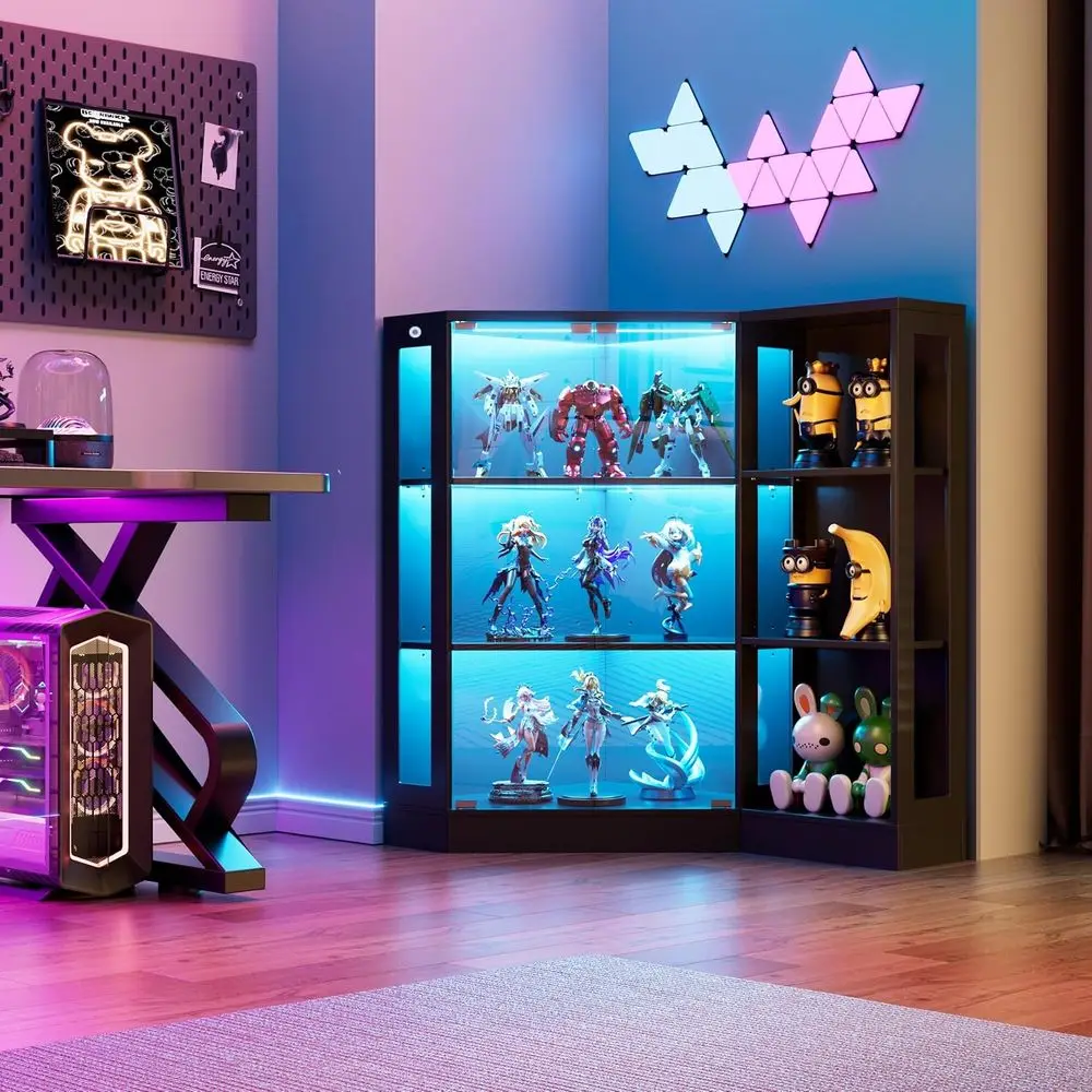 Display Cabinet with Glass Door, 3-Tier Curio Cabinet with 3 Color Lights for Collectibles, Display Case or Toys, Wine, Book She
Display Cabinet with Glass Door, 3-Tier Curio Cabinet with 3 Color Lights for Collectibles, Display Case or Toys, Wine, Book She