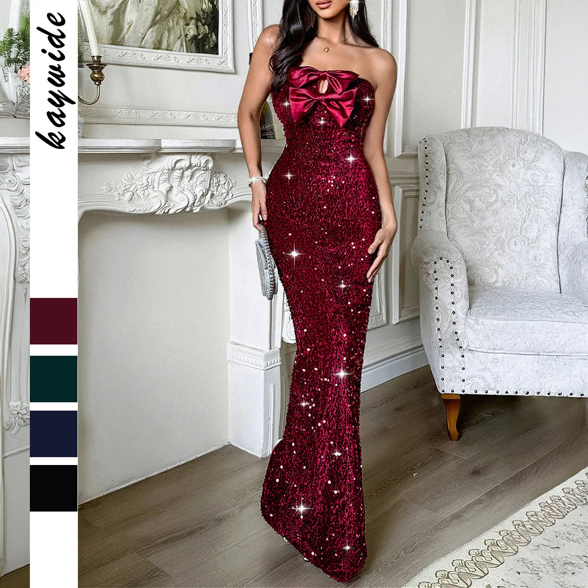 Elegant Women's Evening Dress Sequin Bowknot Sexy Slim Tube Top Banquet Dresses Temperament Christmas Party Vestidos Female
Elegant Women's Evening Dress Sequin Bowknot Sexy Slim Tube Top Banquet Dresses Temperament Christmas Party Vestidos Female