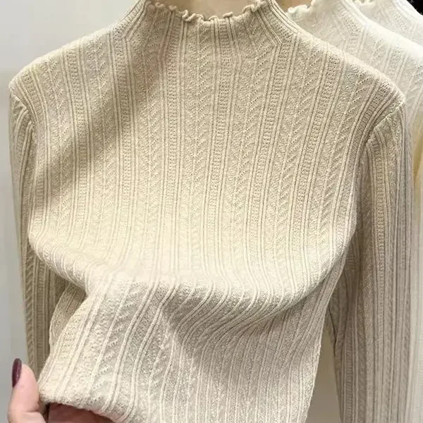 Women Sweater Base Half High Collar Full Sleeve Folds Tops Jumpers Pullovers Spring Autumn Winter Knitted Sweaters Autumn 2023
Women Sweater Base Half High Collar Full Sleeve Folds Tops Jumpers Pullovers Spring Autumn Winter Knitted Sweaters Autumn 2023