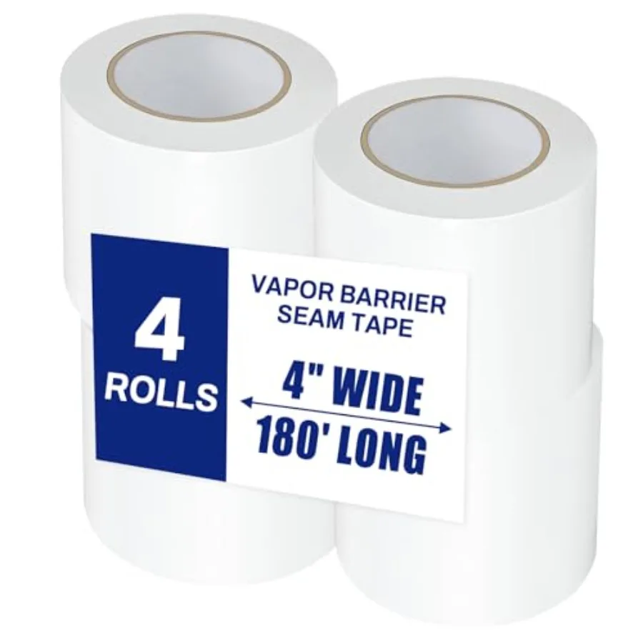 Roll, White Vapor Barrier Tape,"Wide x 10' Long, PE 9 mm Polyethylene Tape, for Stucco Waterproof Moisture Barriers Seal and Se
Roll, White Vapor Barrier Tape,"Wide x 10' Long, PE 9 mm Polyethylene Tape, for Stucco Waterproof Moisture Barriers Seal and Se