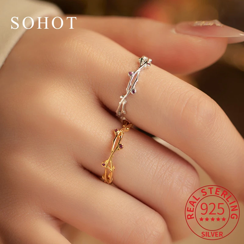Real 925 Sterling Silver Zircon Thorns and Thorns Opening Rings for Women Trendy Fine Jewelry Minimalist Plant Accessories
Real 925 Sterling Silver Zircon Thorns and Thorns Opening Rings for Women Trendy Fine Jewelry Minimalist Plant Accessories