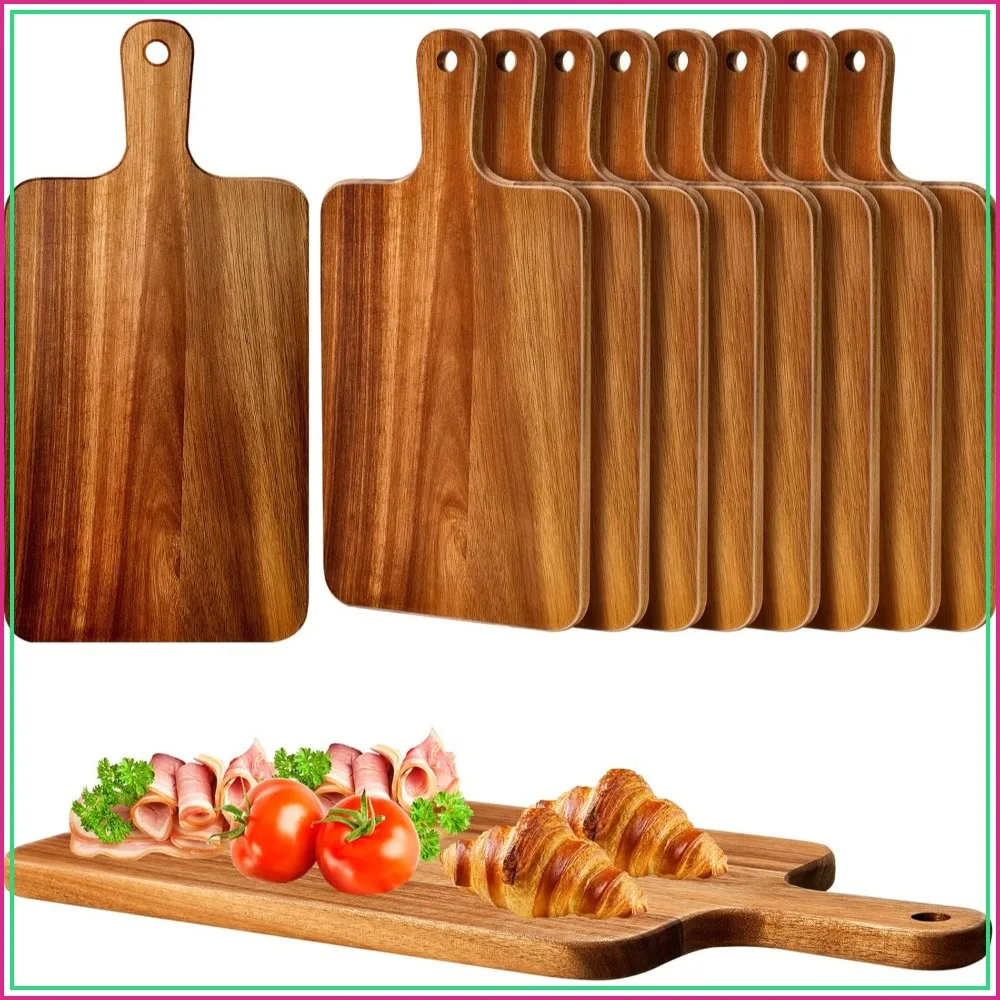 10 Pcs Acacia Wood Cutting Board with Handle 15.7x7.8 Inch Serving Chopping Boards for Pizza, Bread, Cheese, Charcuterie
10 Pcs Acacia Wood Cutting Board with Handle 15.7x7.8 Inch Serving Chopping Boards for Pizza, Bread, Cheese, Charcuterie