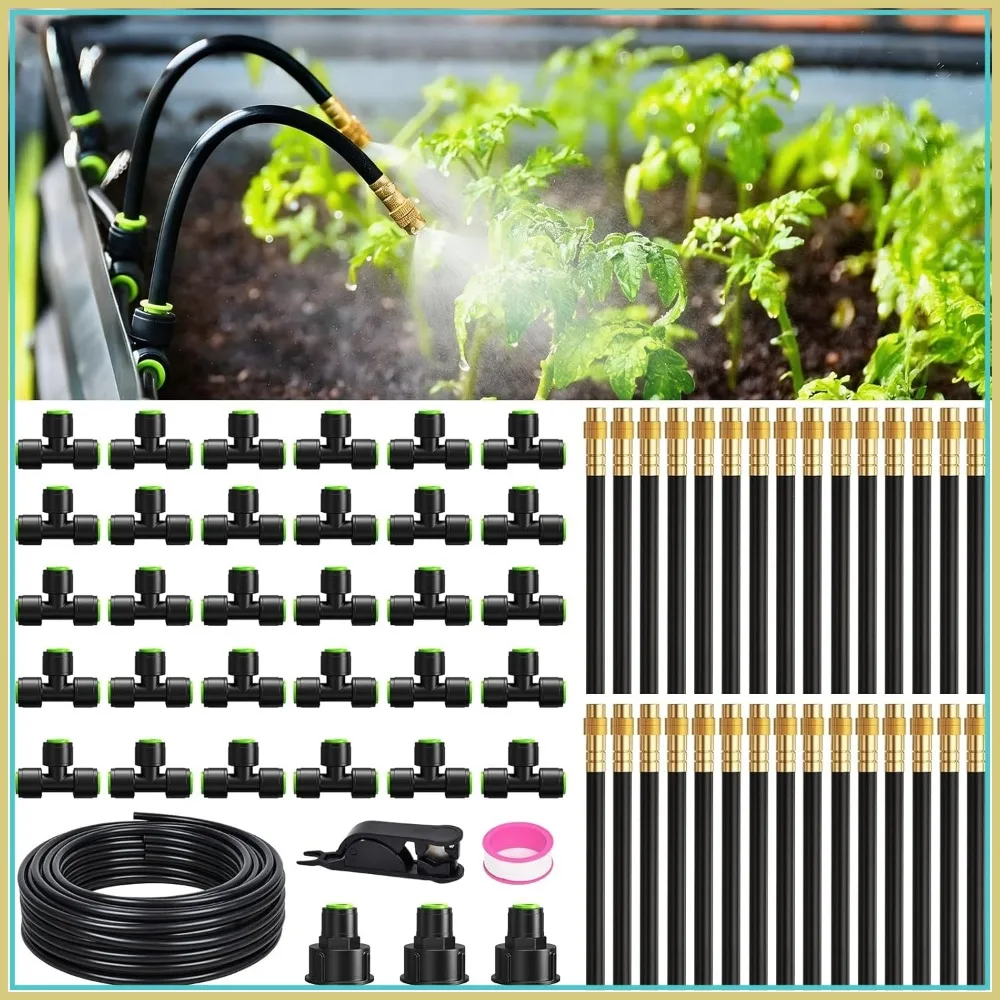 100FT Drip Irrigation System, 30pcs Adjustable Copper Nozzles, Automatic Watering Sprinkler for Greenhouse, Lawn, Raised Beds
100FT Drip Irrigation System, 30pcs Adjustable Copper Nozzles, Automatic Watering Sprinkler for Greenhouse, Lawn, Raised Beds