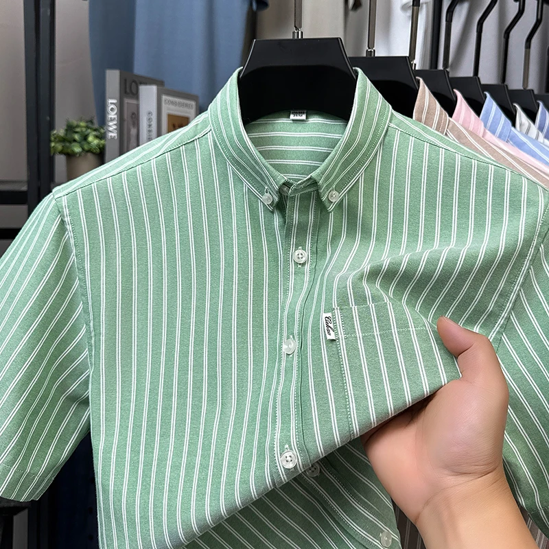 100% Oxford Cotton Men Shirt Summer 2025 Casual Stripes Clothes Short Sleeve Tops Male Formal Pure Cotton Striped Dress Shirts
100% Oxford Cotton Men Shirt Summer 2025 Casual Stripes Clothes Short Sleeve Tops Male Formal Pure Cotton Striped Dress Shirts