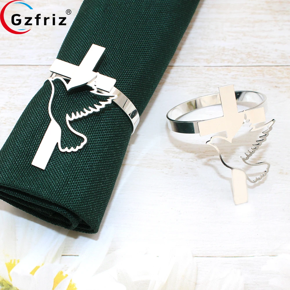 6Pcs Silver Cross Napkin Rings Metal Cross Peace Dove Napkin Ring Holder for Wedding Easter Holiday Party Dinner Table Decor
6Pcs Silver Cross Napkin Rings Metal Cross Peace Dove Napkin Ring Holder for Wedding Easter Holiday Party Dinner Table Decor