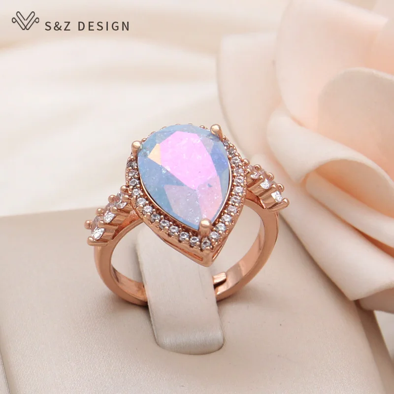 S&Z DESIGN New Fashion Water Drop Ice Crack Crystal Adjustable Rings For Women Luxury 585 Rose Gold Color Cubic Zirconia Jewelry
S&Z DESIGN New Fashion Water Drop Ice Crack Crystal Adjustable Rings For Women Luxury 585 Rose Gold Color Cubic Zirconia Jewelry