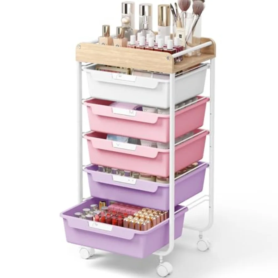 Rolling Storage Utility Cart with 5 DrawersCraft Cart with Wheels Makeup Organizer Art Supply and Storage Wooden Tabletop Purpl
Rolling Storage Utility Cart with 5 DrawersCraft Cart with Wheels Makeup Organizer Art Supply and Storage Wooden Tabletop Purpl