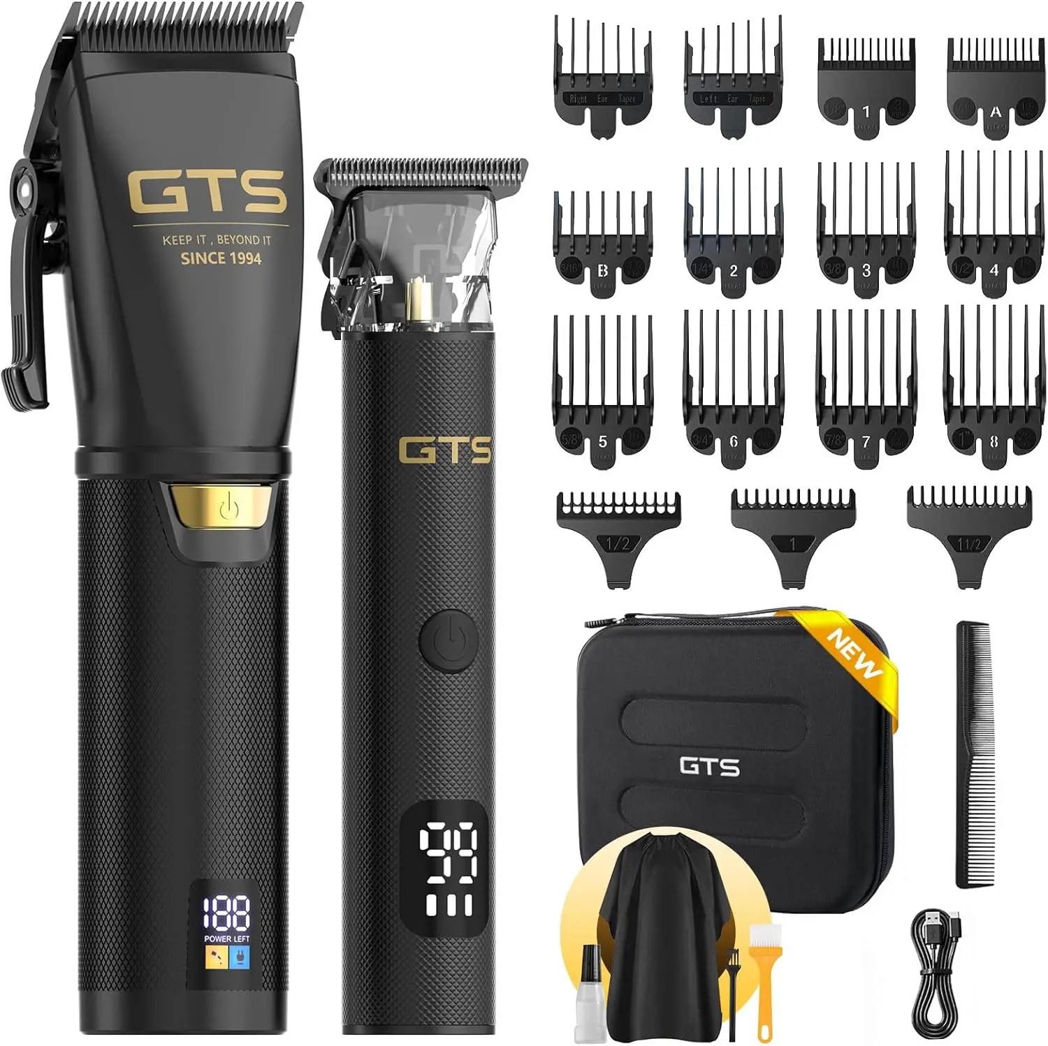 Professional Cordless Hair Clippers & Trimmer Kit for Men with LED Display, 15 Guide Combs, Long Battery Life
Professional Cordless Hair Clippers & Trimmer Kit for Men with LED Display, 15 Guide Combs, Long Battery Life