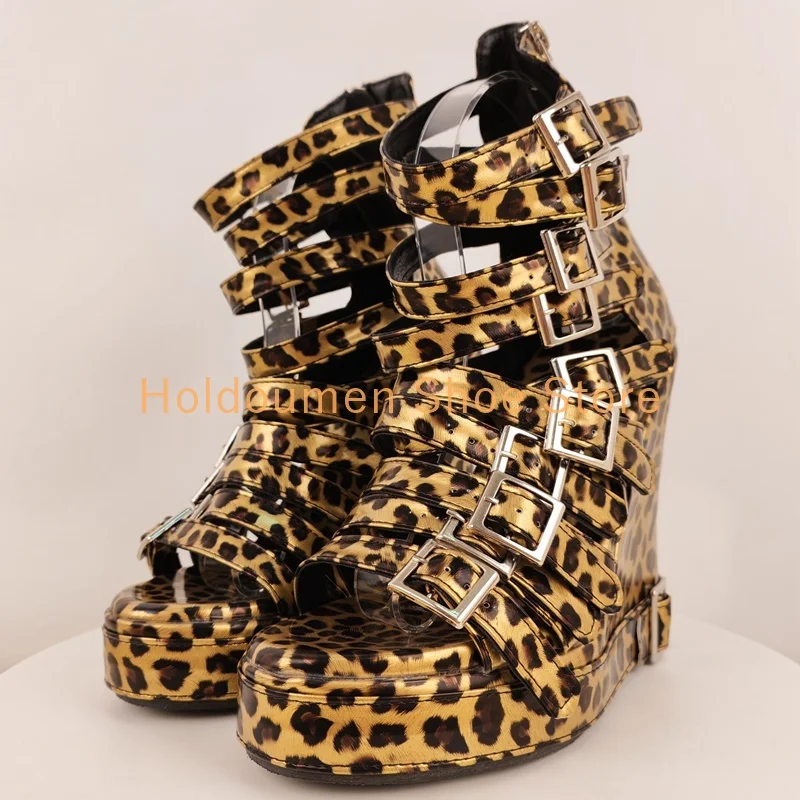 Brown Leopard Print Multi-Buckle Strap Peep Toe Sandals Sexy High Platform Wedge Back Zipper Sandals Nightclub Party Dance Shoes
Brown Leopard Print Multi-Buckle Strap Peep Toe Sandals Sexy High Platform Wedge Back Zipper Sandals Nightclub Party Dance Shoes