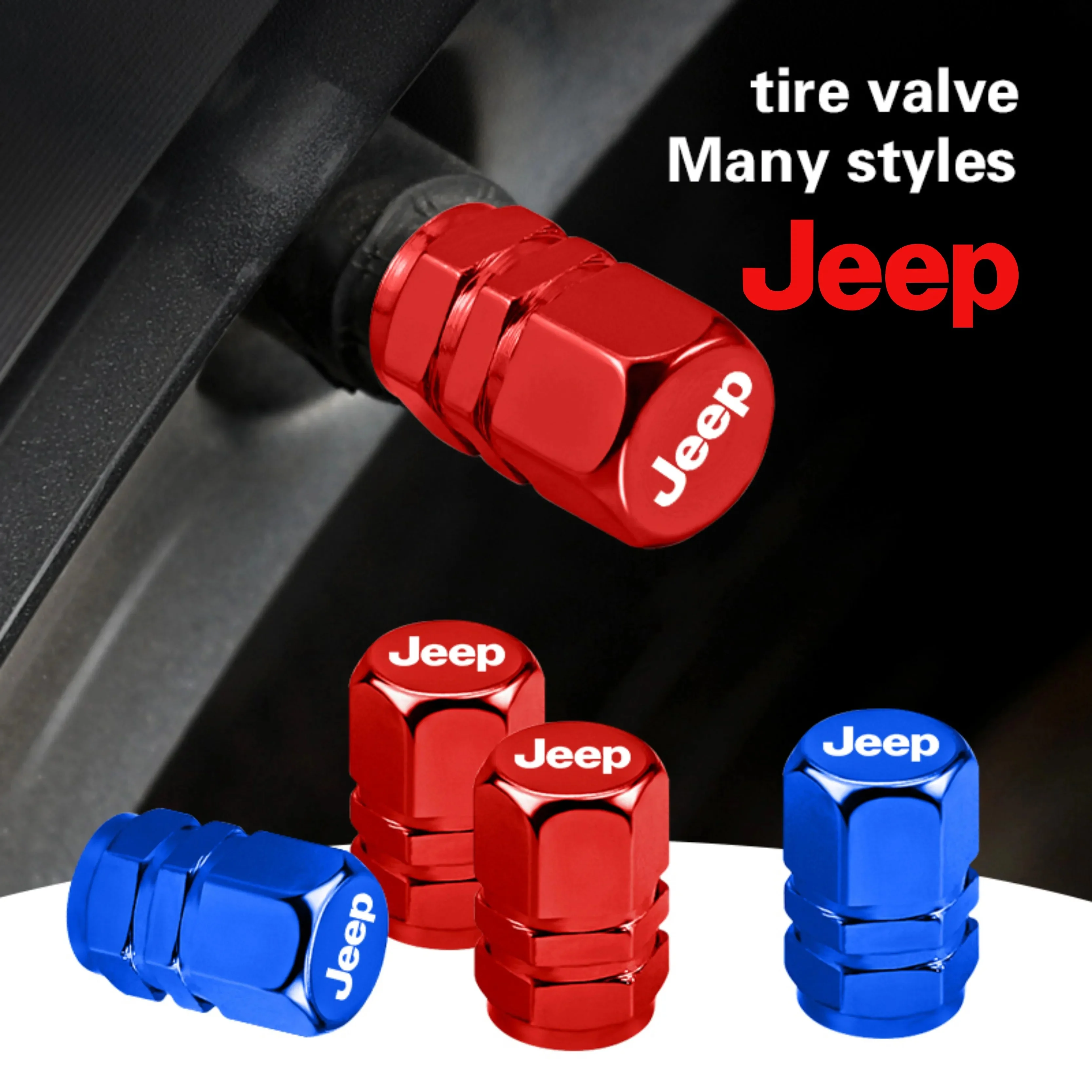 4Pcs 3D Metal Car Tire Valve Stem Caps For Jeep Wrangler Grand Cherokee Dustproof Anti-rust Wheel Valve Cover Auto Accessories
4Pcs 3D Metal Car Tire Valve Stem Caps For Jeep Wrangler Grand Cherokee Dustproof Anti-rust Wheel Valve Cover Auto Accessories