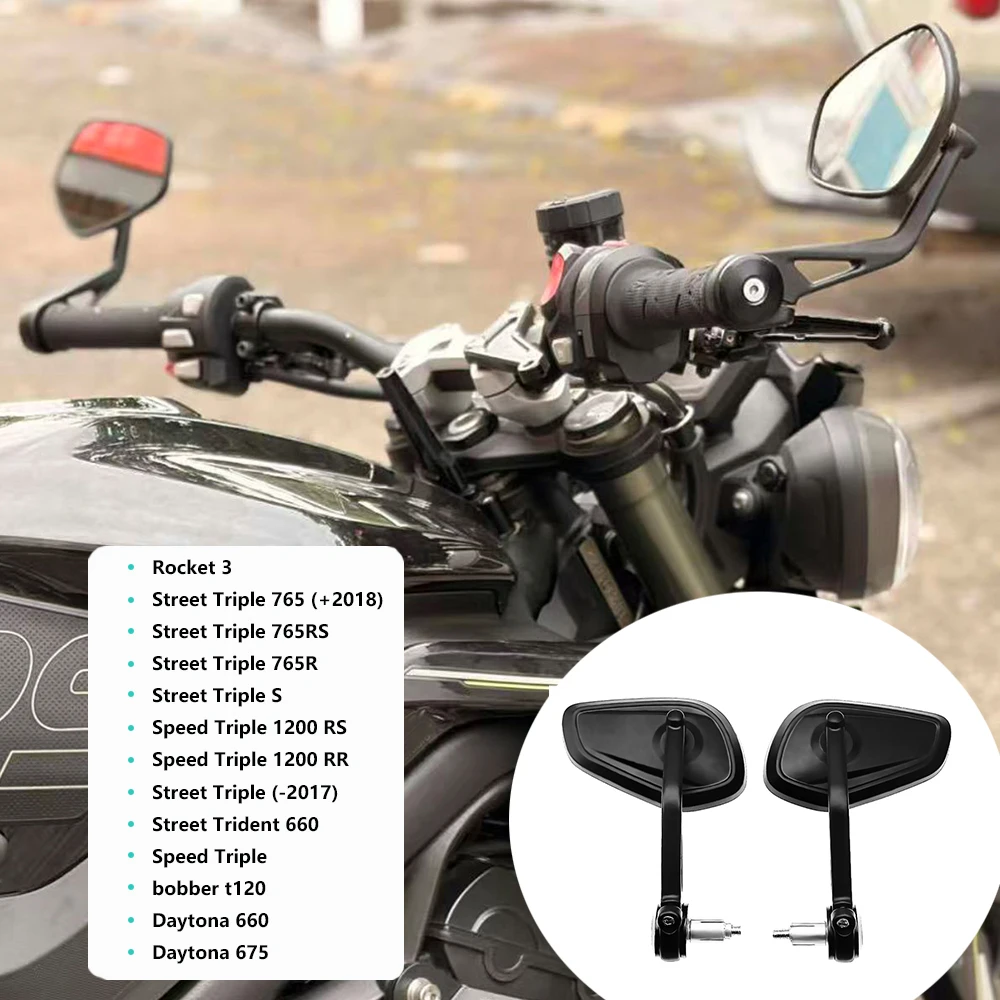 New Motorcycle Handlebar Rearview Side Mirrors Bar End Mirror Kit For Street Triple S 765 765RS 765R Bobber T120 Daytona 660 675
New Motorcycle Handlebar Rearview Side Mirrors Bar End Mirror Kit For Street Triple S 765 765RS 765R Bobber T120 Daytona 660 675