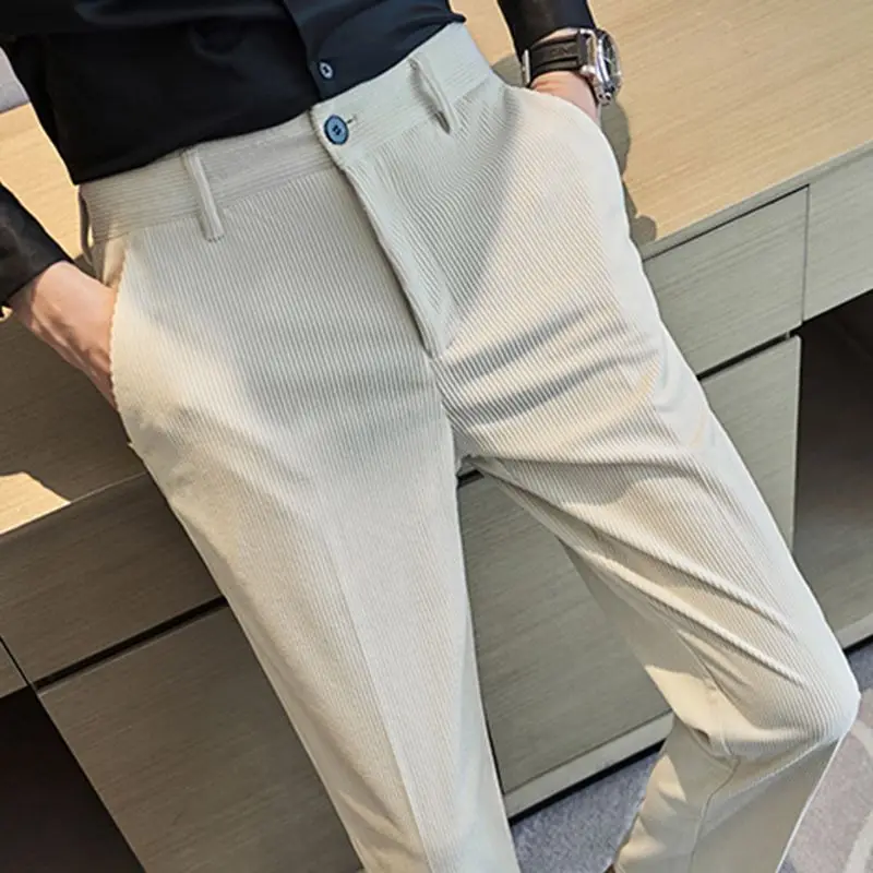 Men's Corduroy Dress Suit Pants 2023 Autumn Winter New Style Business Fashion Stretch Regular Fit Trousers Male Clothes B33
Men's Corduroy Dress Suit Pants 2023 Autumn Winter New Style Business Fashion Stretch Regular Fit Trousers Male Clothes B33
