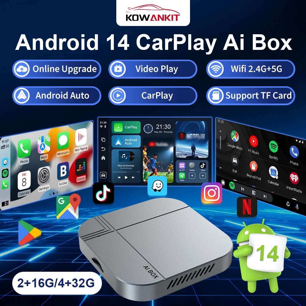 KowanKit 2026 Android 14 CarPlay Smart Box 4+32G Wireless Android Car 3 in 1 Adapter Plug & Play Car Tv Box For YouTube Netflix
KowanKit 2026 Android 14 CarPlay Smart Box 4+32G Wireless Android Car 3 in 1 Adapter Plug & Play Car Tv Box For YouTube Netflix