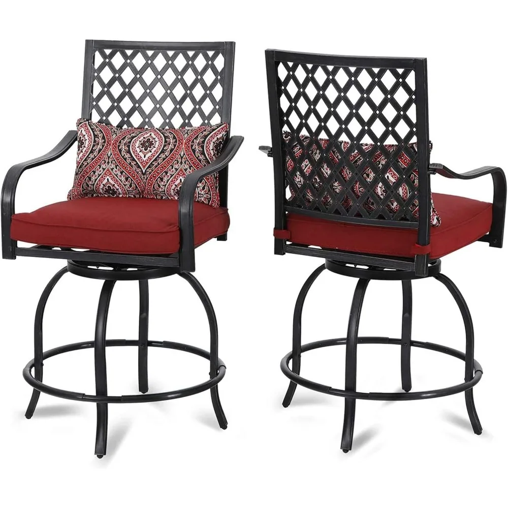 2 PCS Outdoor Swivel Bar Stool, Patio Counter Height Bar Chair with Cushion and Armrest, Red
2 PCS Outdoor Swivel Bar Stool, Patio Counter Height Bar Chair with Cushion and Armrest, Red