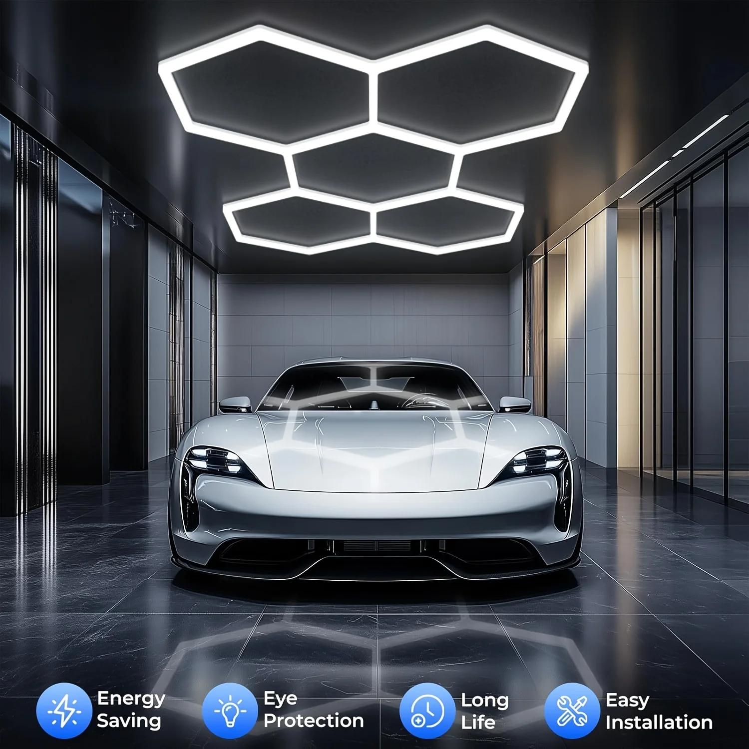 3/5 Grids LED Hexagonal Garage Lights, 6500K Daylight White - Super Bright Shop Lighting For Warehouse, Workshop, Auto Detailing & Car Wash | Energy Efficient, Long Lifespan, Easy Surface Mount
3/5 Grids LED Hexagonal Garage Lights, 6500K Daylight White - Super Bright Shop Lighting For Warehouse, Workshop, Auto Detailing & Car Wash | Energy Efficient, Long Lifespan, Easy Surface Mount