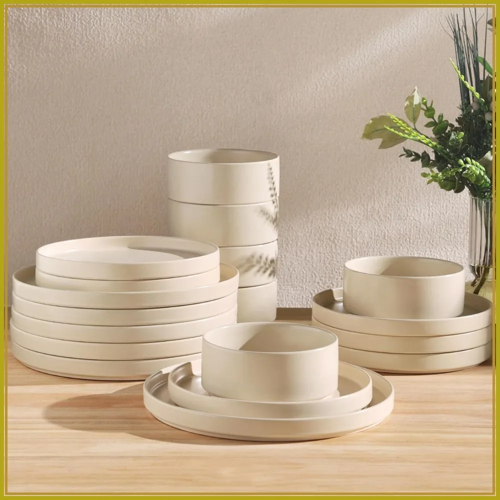 18-Piece Ceramic Dinnerware Set for 6, Handmade Reactive Glaze Plates and Bowls, Oven & Microwave & Dishwasher Safe
18-Piece Ceramic Dinnerware Set for 6, Handmade Reactive Glaze Plates and Bowls, Oven & Microwave & Dishwasher Safe