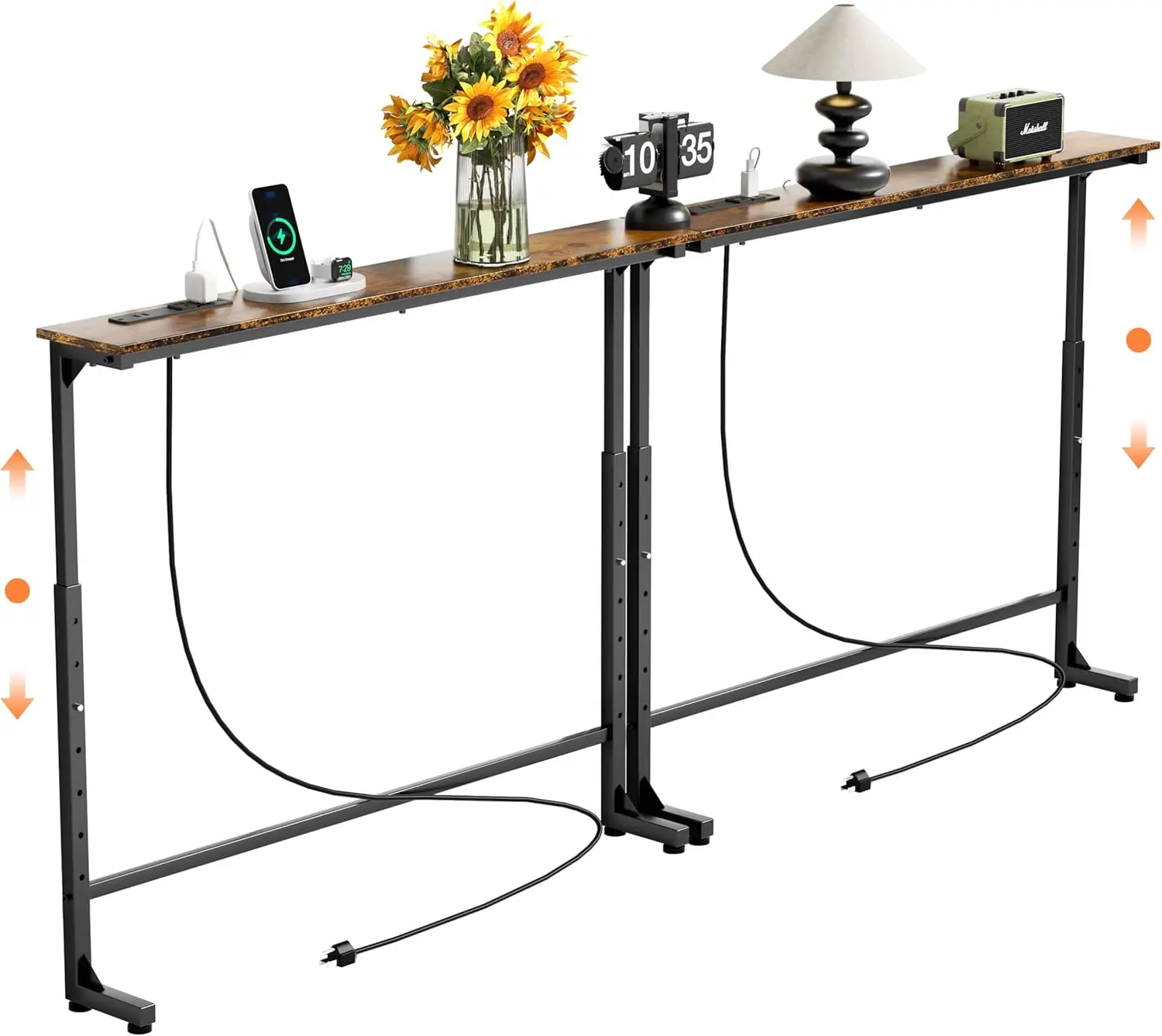 Adjustable Height Narrow Console Table with Power Outlets, 78.7" Long Sofa Table for Living Room and Hallway – Rustic Brown
Adjustable Height Narrow Console Table with Power Outlets, 78.7" Long Sofa Table for Living Room and Hallway – Rustic Brown
